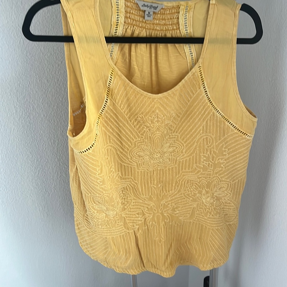 Yellow Embroidered Lucky Brand Tank Top
